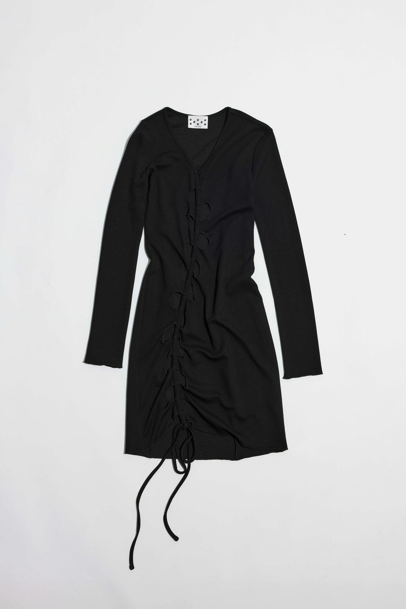 Mini cutout dress long sleeve black